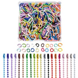 300 Pcs Ball Bead Chain, 20 Color 2.4mm 3.9" for Dog Tag & Beaded Keychains