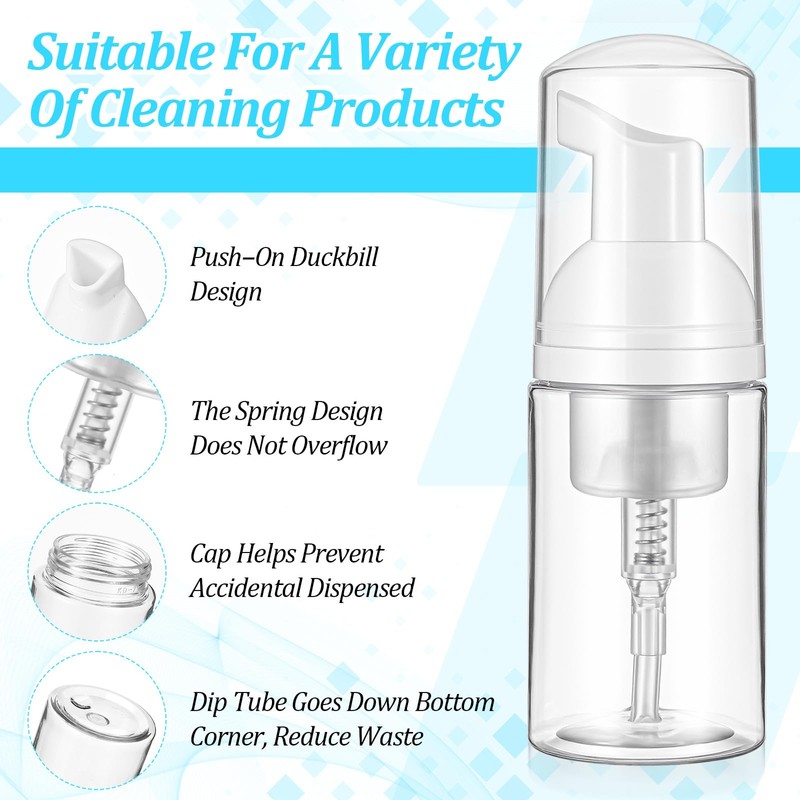 50Pcs Foam Pump Bottle 1oz Refillable Dispenser Bulk Travel Size