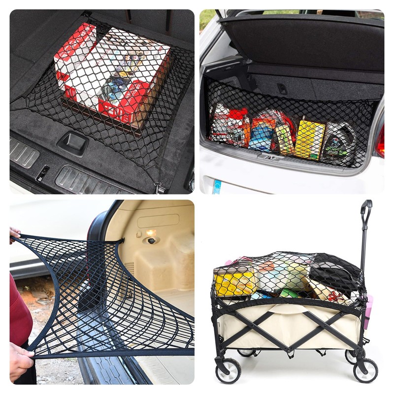 EDLMKM CCar Cargo Net, Adjustable Elastic Car Boot Mesh 60x40cm,