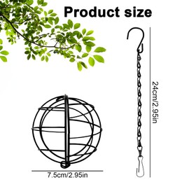 4 Pcs Fat Ball Bird Feeder, Metal Squirrel-Proof Hanging Bird Feeders with 4 S-Shaped Hooks for Outdoor Garden Wildlife Small Birds Finch Sparrow (Black)