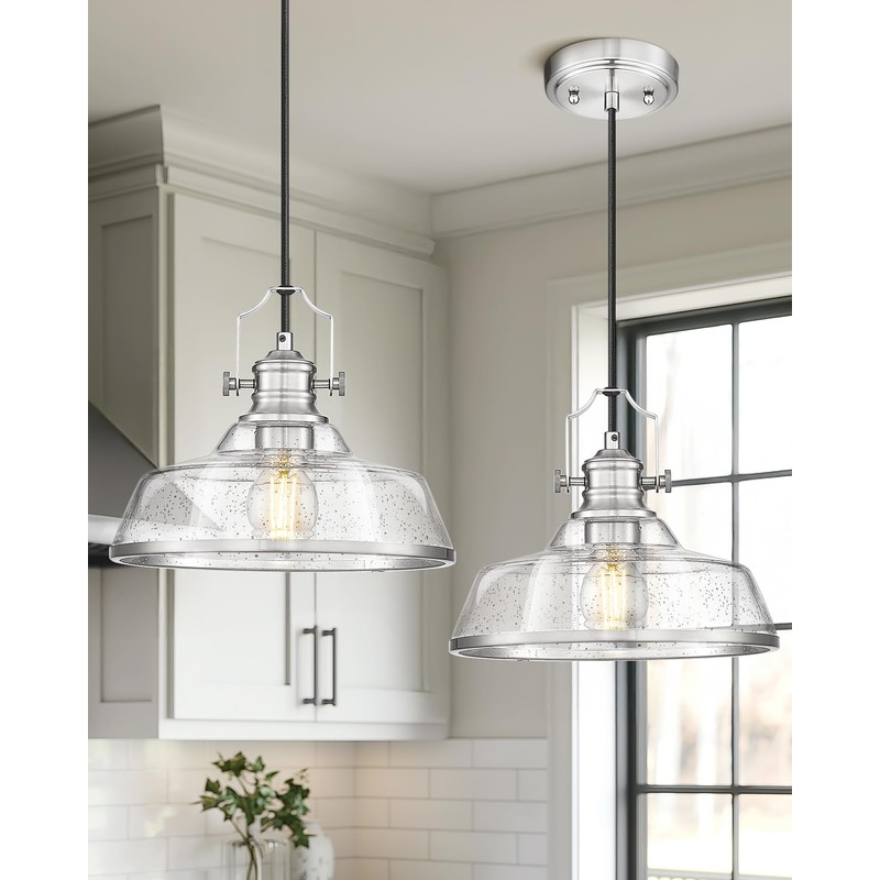kudos Brushed Nickel Pendant Lights Kitchen Island, Large Pendant Light