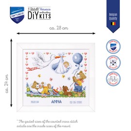 Vervaco Birth Record New Arrival Counted Cross Stitch Kit, Multi-Colour