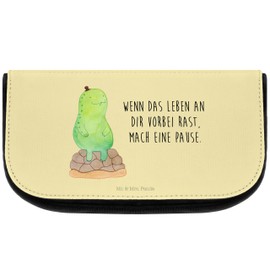 Mr. & Mrs. Panda Paused Turtle Cosmetic Bag, yellow, Hand Drawn