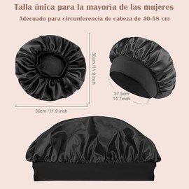 4 Pcs Sombrero de Satén para Dormir,Gorro Rizado Ajustable | Gorro para Dormir Gorro de Satén para Ducha para Hombre y Mujer con Banda Elástica Ancha 