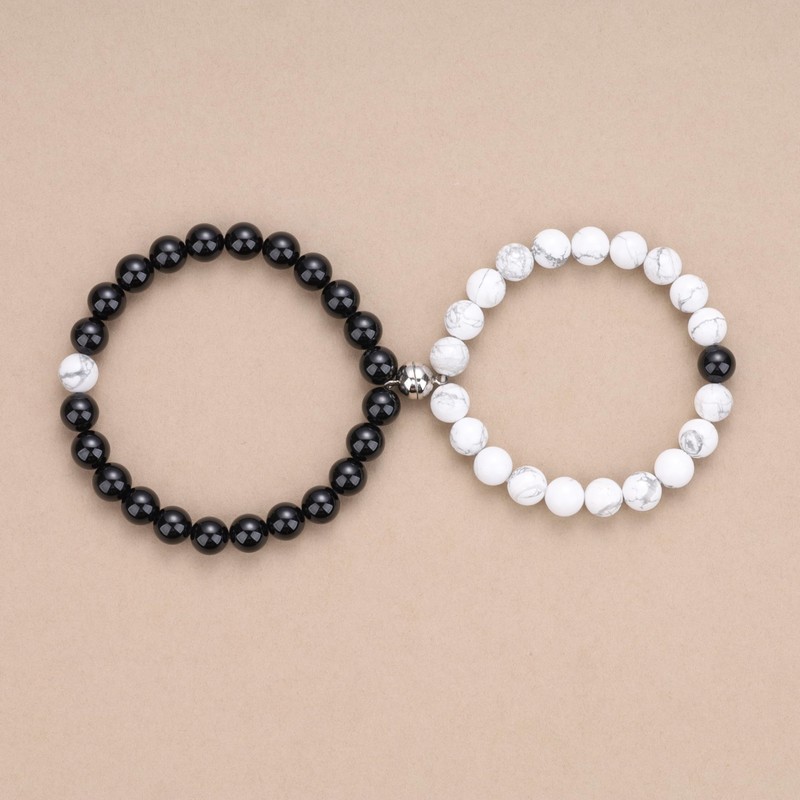 COAI Partner Bracelets with Magnet, Schorl howlite, Schorl