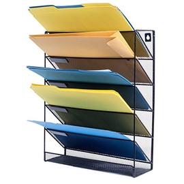 Blue Summit Supplies Organizador de archivos de pared de 5 bandejas, organizador de malla metálica con 5 bandejas, perfecto para clasificar el correo 