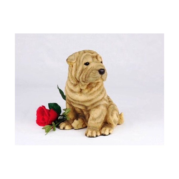 King Products Shar PEIS Tan Cremation Pet Urn for Secure Installation of Your Beloved pet's Ashes.Rose not Included.