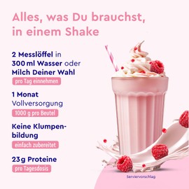 gloryfeel Veganes Proteinpulver Himbeere - 1kg pflanzliches Eiweiß - 33 Portionen mit 23g Protein - OHNE Soja - Aus Erbsen-, Ackerbohnen- und Sonnenblumenprotein Pulver - 100% vegan & laktosefrei