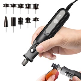 BAUSATZ Electric Leather Burnishing Tool Handheld Leather Edge Burnisher Electric Leather Burnishing Machine Leather Edge Grinding Machine 5-Speed Adjustment + 10PCS Ebony Wood Edge Slicker