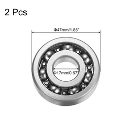 sourcing map 2 pieces 6303 deep groove ball bearings, 20 x 47 x 14 mm, C3 open design, chrome steel bearing