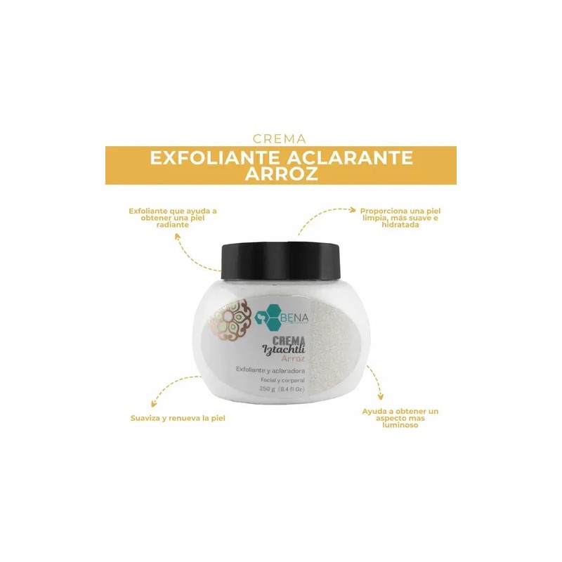 Crema Exfoliante Arroz Aclarante Facial Y Corporal Bena 250g