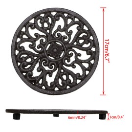 Sumnacon 2pcs Cast Iron Trivet Decorative Round Trivet Mat Hot Pot Holder Pads with Vintage Pattern