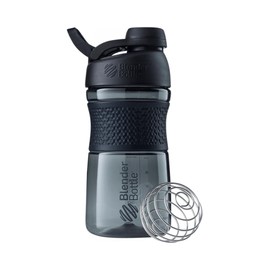 BlenderBottle BlenderBottle SportMixer Shaker Bottle Perfect for Protein Shakes and Pre Workout, 20-Ounce, Black