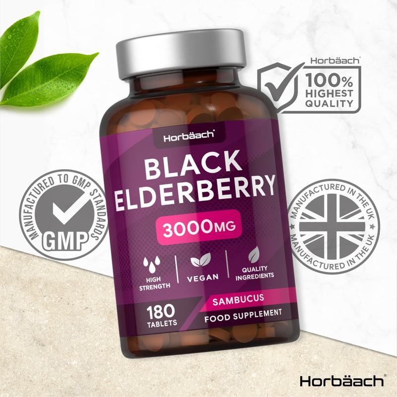 Elderberry Supplement 3000mg | Black Elderberry Extract Tablets | High