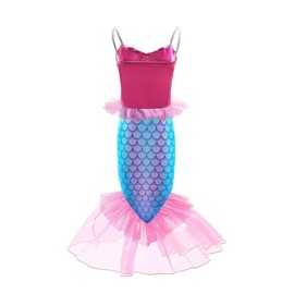 Lito Angels Mermaid Princess Fancy Dress Up Costume Birthday Party Outfit with Hair Wig for Kids Girls Age 6-7 Years, Pink (Tag Number 140)