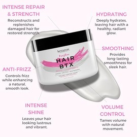 KERAZON - Tratamiento de alisado intensivo brasileño BTX, 8 onzas, 8.0 fl oz para todo tipo de cabello, mascarilla capilar activada térmicamente cabel