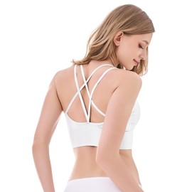 Channo Nylon Women's Sports Bra: Without Underwire for Natural Shape for Sports Activities with Elasticity and Comfort, White, XL