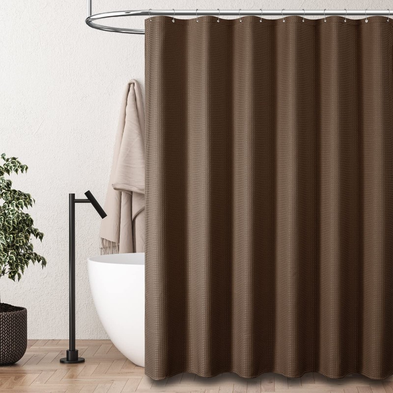 Dynamene Extra Long Shower Curtain - 96 Inch Long Waffle