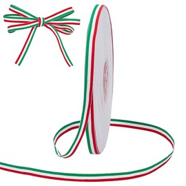 PH PandaHall 45.7 m Tricolour Decorative Ribbon Red White and Green Ribbon 10 mm Christmas Stripes Colour Ribbon Italian Flag Patriotic Ribbon for Gift Wrapping Christmas Holiday Party Decoration