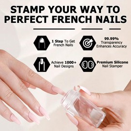 7 Stück Nagel Stempel Nagelpinsel Set, Nagelstempel mit Einzelkopf ,Nail Stamp mit Doppelkopf, French Stempel Nägel mit 3 Stück Nail Art Liner Pinsel, 2 Transferplatte, für Maniküre DIY Nageldesign