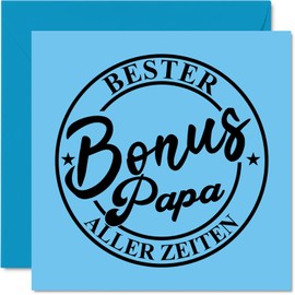 Funny Father's Day Cards for Step Dad - Best Bonus Dad - Funny Birthday Card for Stepdad from Son and Daughter Stepdad Birthday Gifts 145mm x 145mm Greeting Cards