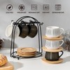 LUKA Ceramic Coffee Espresso Cups with Saucers Set with Metal