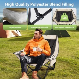 Nice C Padded Camping Chair, Camping Chair, Oversized Camping Chair, Oversized Padded Camping Chair, Camping Chairs for Adults Heavy Duty, Fold Camp Chair, Lawn Chair w/Cooler Bag Thick Padded (2-P)