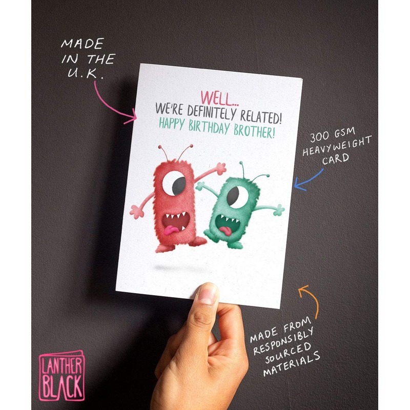 Funny Brother Birthday card, Happy Birthday Brother, Cute crazy monsters,