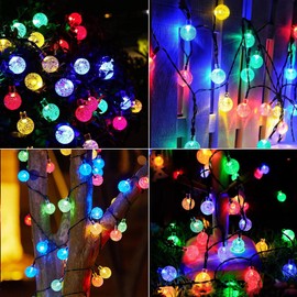 Jedavai Solar String Lights Outdoor 2 Pack 200 Led 80FT Multi-Color Crystal Globe Lights with 8 Lighting Modes, Waterproof Solar Powered Patio Lights for Garden Yard Porch Wedding Party Decoration
