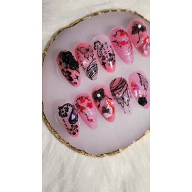 [Handmade Nail Tips] Tea Flower - Plum.ver (Limited Edition) - Stiletto / [수제네일팁] 다화(茶花) - 매화.ver (한정판) - 스틸레토