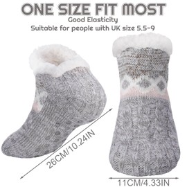 Zuimei Slipper Socks Women Fluffy Slipper Socks Warm Cosy Bed Socks Non Slip Winter Socks Knitted Floor Socks Fleece Lining Fuzzy Fluffy Socks for Womens Girls Ladies Gifts Christmas