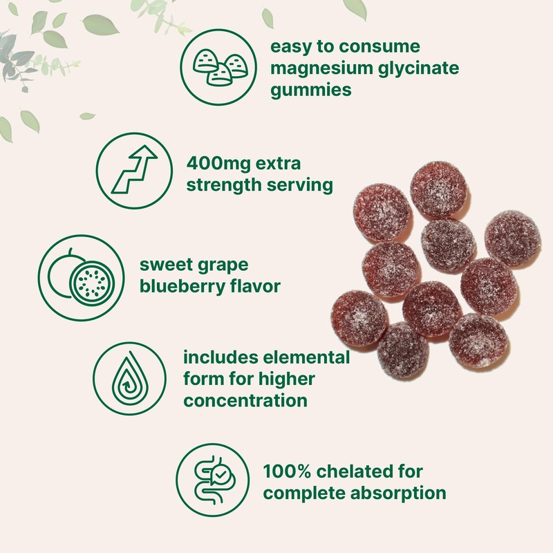 Magnesium Glycinate Gummies 400mg Per Serving, 120 Count | Natural