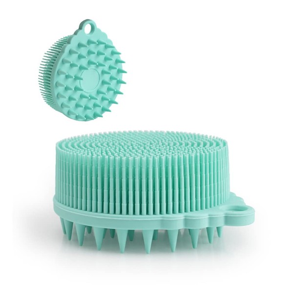Brushes-Exfoliating Silicone Body Scrubber Easy to Clean, Well to Lathers, Keep Long Lasting, and More Hygienic Than Traditional Loofah (Green)