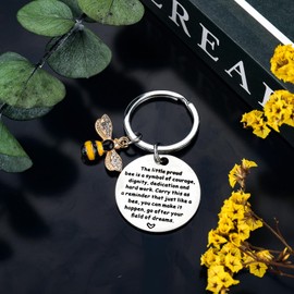 Bee Keychain Bee Inspirational Keyring for Women Men Bee Keychain for Teachers Students Graduation Jewelry Motivational Gifts for Friends Family Members Colleagues Leaving Birthday Christmas Keyring