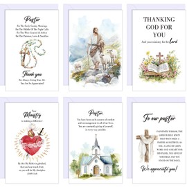 Motiskyy 12 Pack Christian Pastor Appreciation Cards Religious Ministry Thank You Greeting Cards with Envelopes for Minister Pastor Church Staff Volunteers Ministry Appreciation Gift