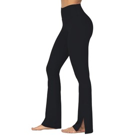 Sunzel Sunzfly Split Hem Flare Leggings for Women, High Waisted Casual Bootcut Flared Yoga Pants with Tummy Control 32" Black Medium