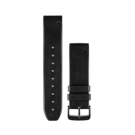 Garmin Quickfit Armband, 22mm, Leder, Schwarz, passend für Fenix 5/6/7 (außer S- & X-Modelle), Epix, Instinct Serie (außer S-Modelle), Forerunner 745/945/955, MARQ Serie, Quatix 6/7, Descent G1