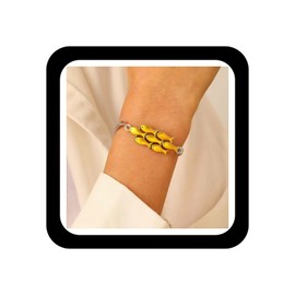 Wendalern Boho Ocean Bracelet Gold Fish School Bracelet Small Fish Charms Cuff Bracelet Beach Marine Bracelet Hand Jewellery for Women, Zinc