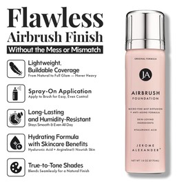 Jerome Alexander MagicMinerals AirBrush Foundation, Spray Makeup with Skincare Active Ingredients, Ultra-Light, Buildable, Full Coverage Formula (Warm Beige)