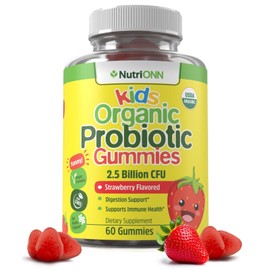 NutriONN Kids Probiotic Gummies - USDA Organic & Vegan - 2.5 Billion CFU of DE111®