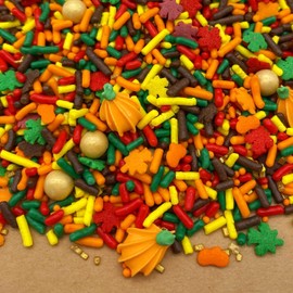 Fall Fields Sprinkle Mix by Simply Sucré | Thanksgiving Sprinkles Sprinkles | Thanksgiving | Edible Sprinkles | 4 oz. 8oz. 16 oz. 24 oz. | Bulk Sprinkles | Orange Sprinkles (8 oz jar)