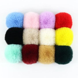 Pack of 10 6 cm Faux Fur Pompom Fur Pompoms Faux Fur Pompom Pom Ball DIY Fur Pom Poms for Women Girls Hats Beanies Bag Christmas Decoration Key Ring Decoration - Dark Grey