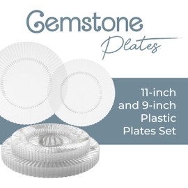 80 Piece Plastic Disposable Plates Set For 40 Guests I 40 X 9 Inch Dessert Plates & 40 X 11 Inch Disposable Plastic Plates | Clear Plastic Plates | Wedding Party Plates | Plastic Party Plates