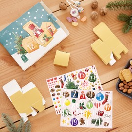 LIVAIA Calendario Avvento da Riempire - Calendario Avvento Fai da Te 2024 con 24 Scatole Carta Piccole Regalo e Adesivi Natalizi - Kit Creazioni Uniche per Sorprese di Natale - Oro