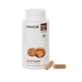 HAWLIK Vital Mushrooms Shiitake Extract Capsules | 240 Capsules | With Vitamin C | Natural Cultivation | Gentle Drying | Vegan | Sugar Cane Tin
