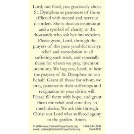 St. Dymphna, Patron Saint of depression and anxiety, Prayer Card, 10-pack