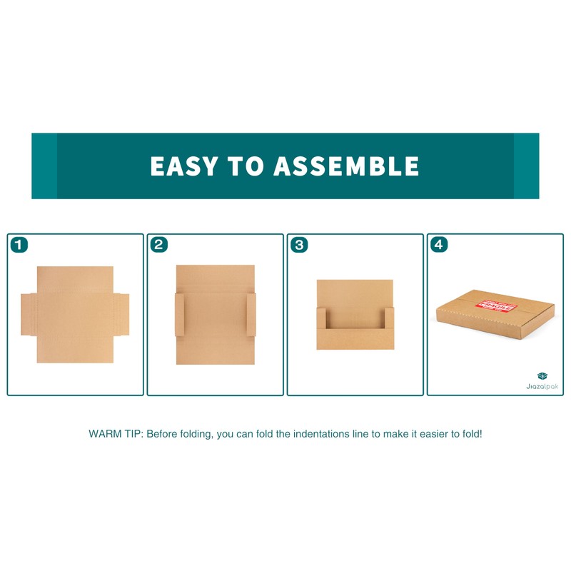 Jiazalpak Comic Book & Magazine Shipping Boxes, 10.25x7.5x1.1 Inch, 50-Pack