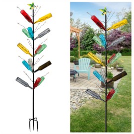 7.2FT Tall Wine Bottle Trees Stand for Garden Decorative, Rustproof Metal Bottle Tree Holder, Holds Up to 15 Bottles (Black)