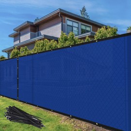 TANG Privacy Fence Screen Blue 5' x 46' for Patio Garden Heavy Duty Residential Windscreen Fence Privacy Blockage for Backyard School Commercial Netting Fence Permeable 3 Years Warranty