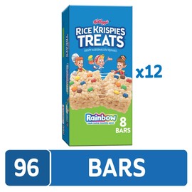RICE KRISPIES TREATS Rice Krispies Treats Marshmallow Snack Bars, Kids Snacks, School Lunch, Rainbow (12 Boxes, 96 Bars)